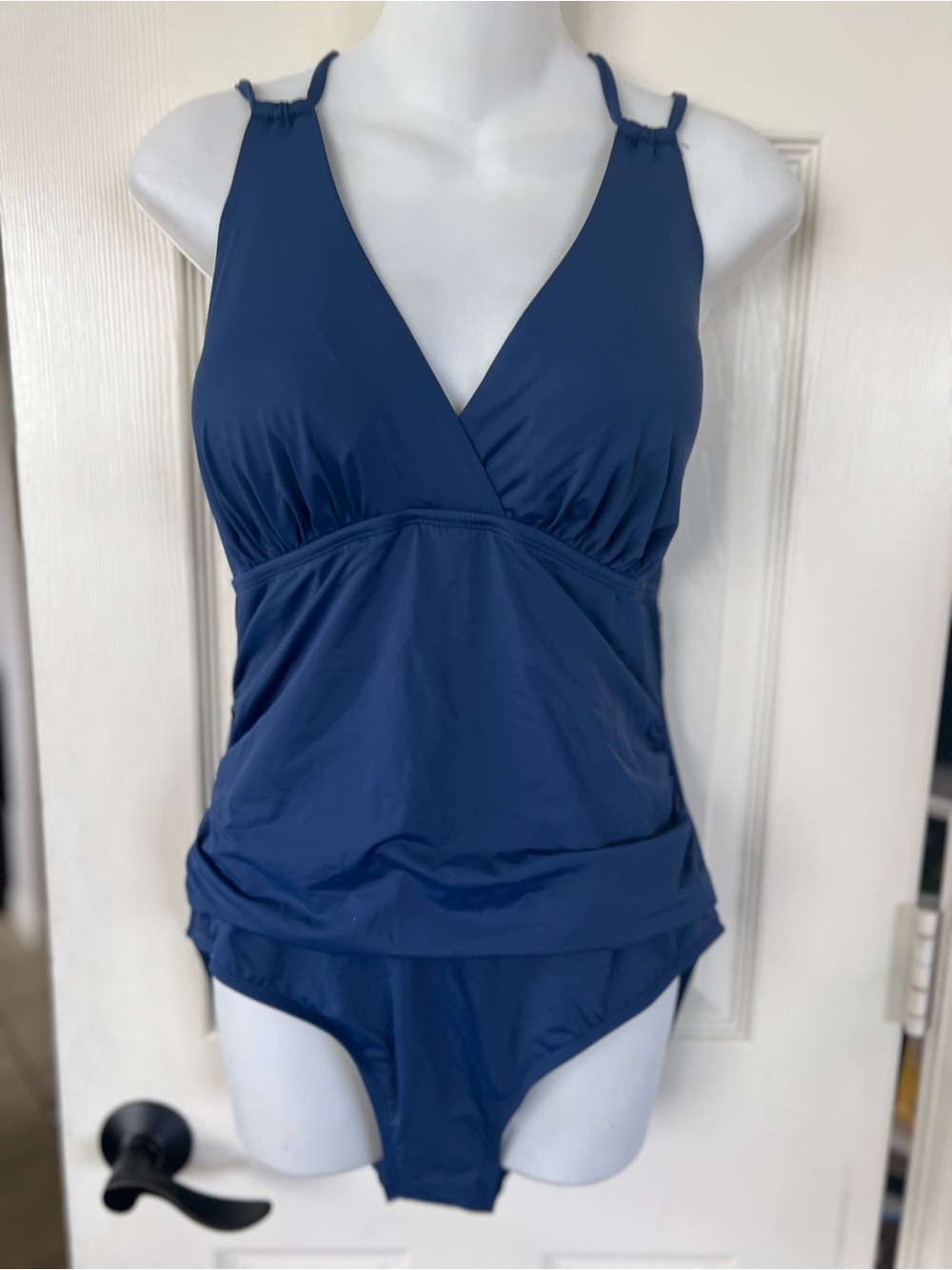 NWT Jantzen Deep Blue V-Neck One-Piece Swimsuit